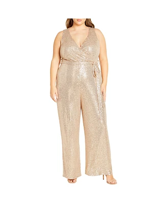 City Chic Plus Dazzling Wide leg Jumpsuit