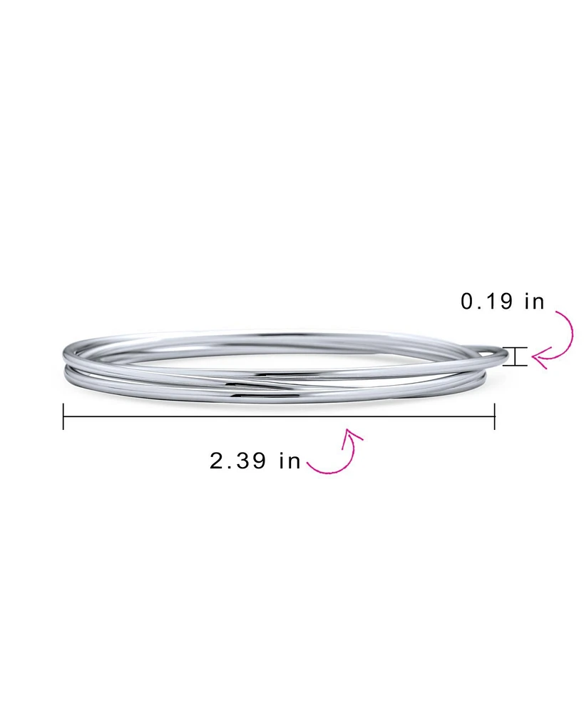 Bling Jewelry Set Of 3 Solid 2MM Small Wrist Round Stackable Smooth Multi Bangle Bracelet Sterling Silver