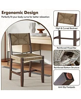 Wooden Dining Chair Set of 2 for Kitchen Dining Room-Brown