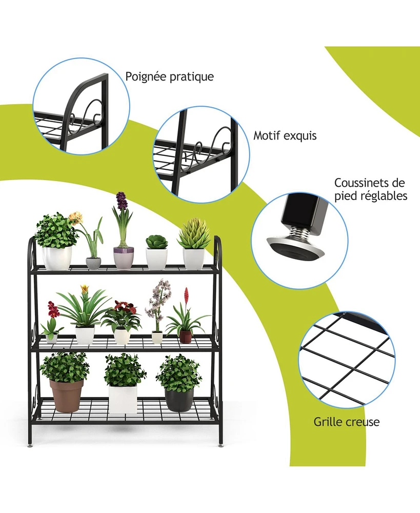 Skonyon 3-Tier Metal Plant Stand Shelf Display Rack for Plants Shoes Flower Pot