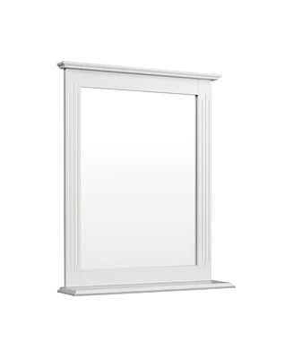 Wall-Mounted Multipurpose Vanity Mirror with Shelf-White