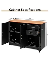 Buffet Storage Cabinet with 2-Door and 2 Drawers-Black