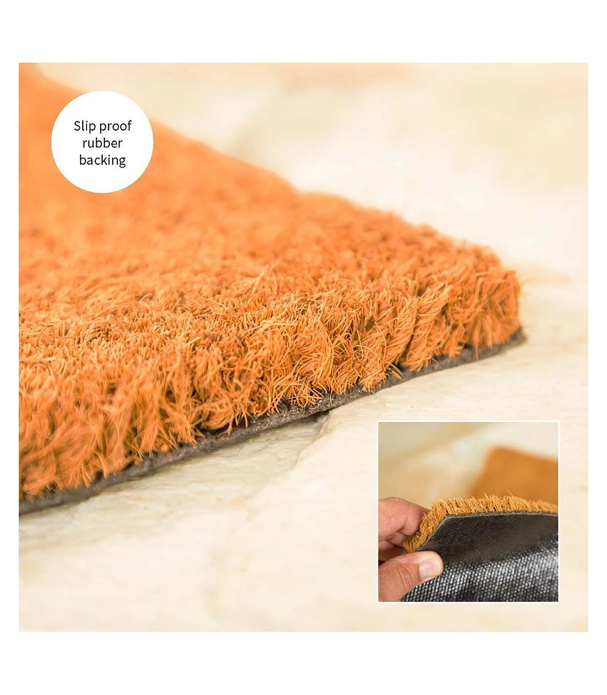 Evergreen 16 x 28 Inches Audacity Door Mat | Non-Slip Rubber Backing | Dirt catching Natural Coir | Indoor and Outdoor Home Decor