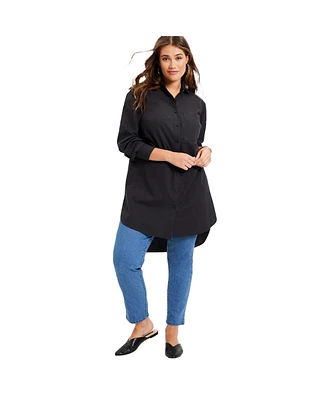 June + Vie Women's Plus Poplin La Max Tunic
