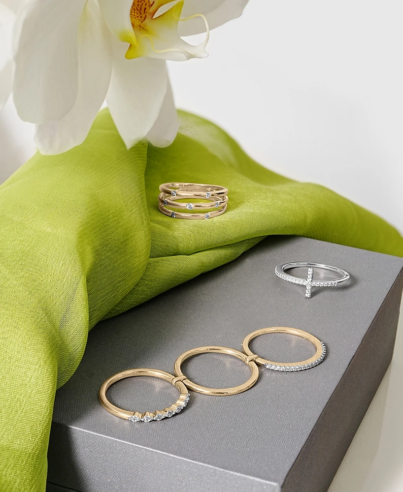 Wrapped Diamond Triple Row Stack Look Ring (1/4 ct. t.w.) in 10k Gold, Created for Macy's