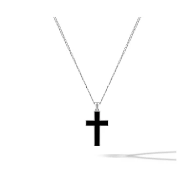 Vincero Men's Stone Cross Pendant Black Onyx in 925 Sterling Silver, Regular