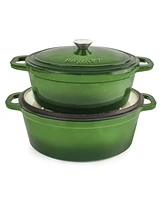 BergHOFF Neo 5pc Cast Iron Oval Dutch Oven Set with 10" Fry Pan
