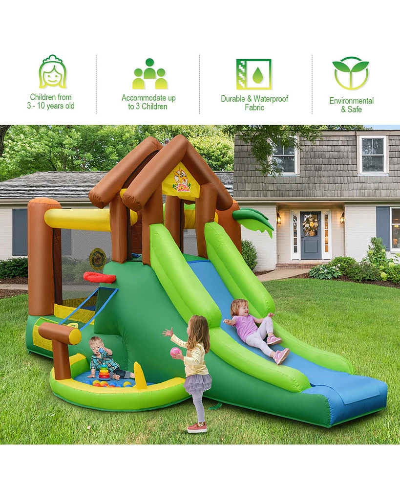 Costway Kids Inflatable Jungle Bounce House Dual Slide Jumping Castle Bouncer