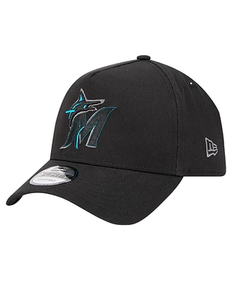 New Era Men's Black Miami Marlins Tonal Pop 9FORTY A-Frame Adjustable Hat