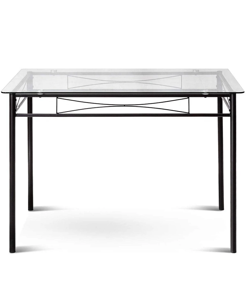 Sugift 5 Pieces Dining Set with Tempered Glass Top Table and 4 Upholstered Chairs