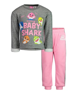 Pinkfong Baby Girls Shark Fleece T-Shirt and Pants to