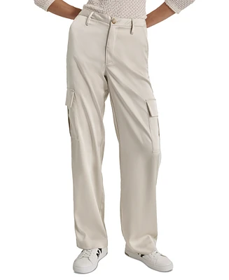 Dkny Jeans Women's Stretch Satin Cargo Wide-Leg Pants