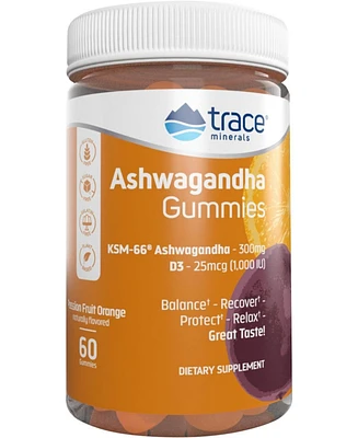 Trace Minerals | Ashwagandha Gummies | Natural Stress Relief Gummies with Vitamin D | Natural Mood & Sleep Support for Men & Women | Immunity & Energy