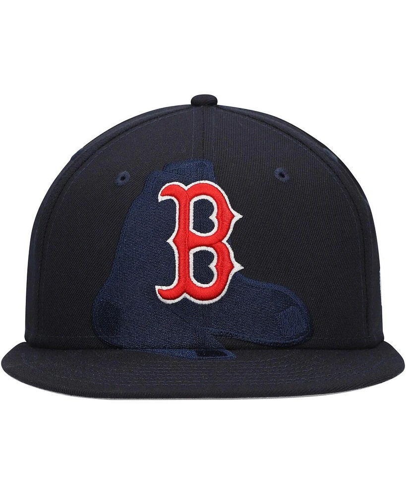New Era Men's Navy Boston Red Sox Shadow Logo 59FIFTY Fitted Hat