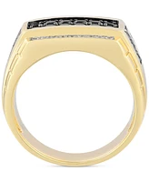 Men's Black & White Diamond Square Cluster Ring (1 ct. t.w.) in 10k Gold
