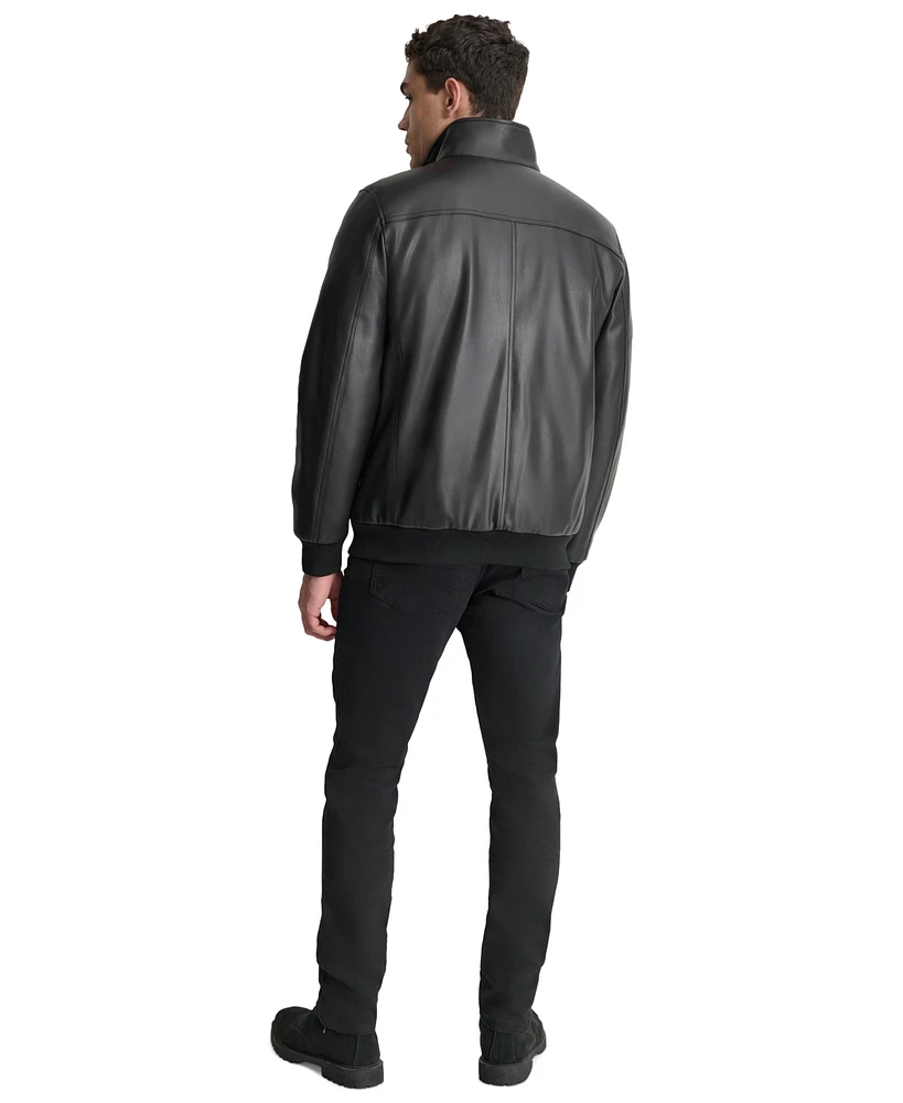 Dkny Men's Smooth Faux-Leather Bomber Jacket