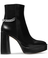 Michael Kors Women's Carlisle Chain-Detail Black High Heel Platform Booties