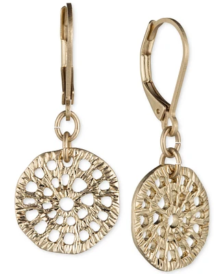lonna & lilly Gold-Tone Textured Disc Drop Earrings
