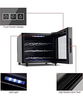 Wine Cooler Refrigerator, Upgrade 12 Bottle Wine Fridge Small Dual Chip, Countertop Wine Cooler Temperature Control, 46-66°F, Mini Freestanding W