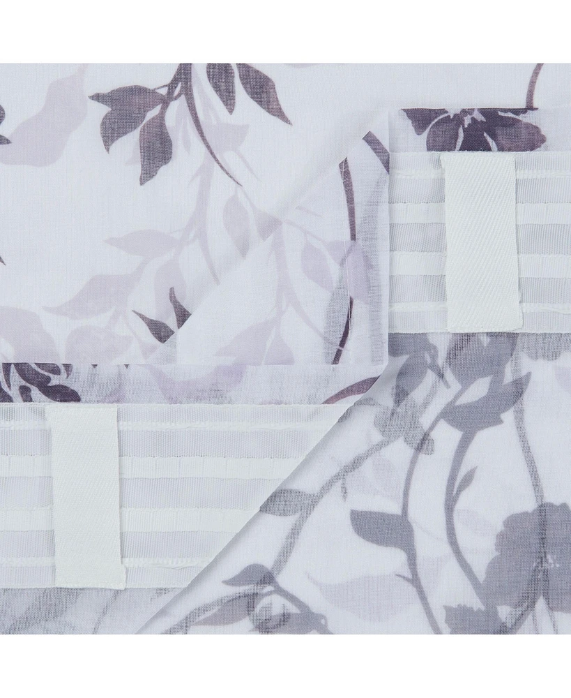 Chanasya Premium 2-Panel Floral Textured Sheer Curtain Panels - 3-in-1 Back Tab, Rod Pocket
