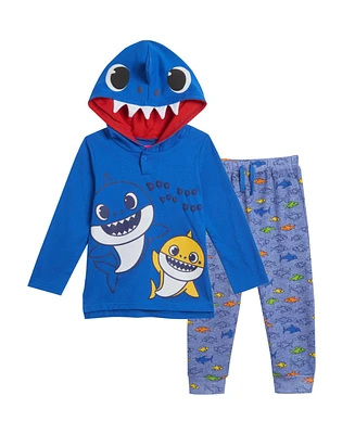 Baby Shark Boys Pinkfong Pullover Costume Hoodie and French Terry Pants Outfit Set