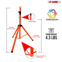5 Core Speaker Stand Tripod Tall Adjustable 72 Inch Dj Studio Monitor Stands Pole Mount - Orange - 1PC