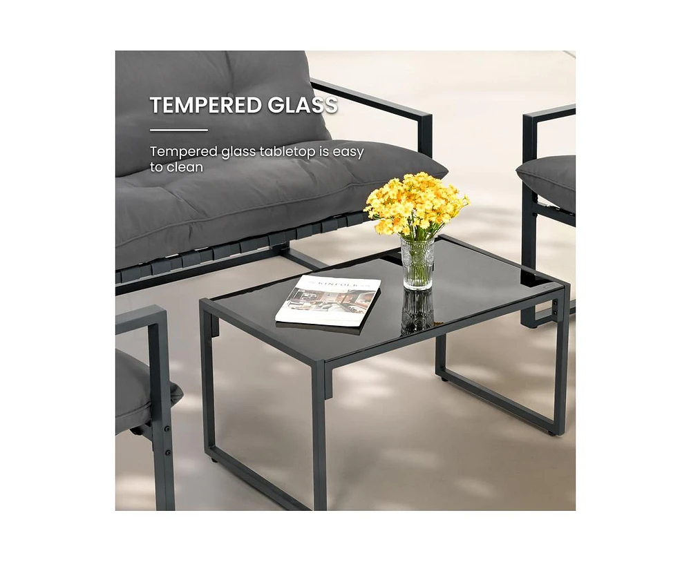 Pamapic 4-Piece Metal Outdoor Patio Conversation Set with Cushions