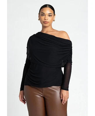 Eloquii Women's Foldover Drape Top