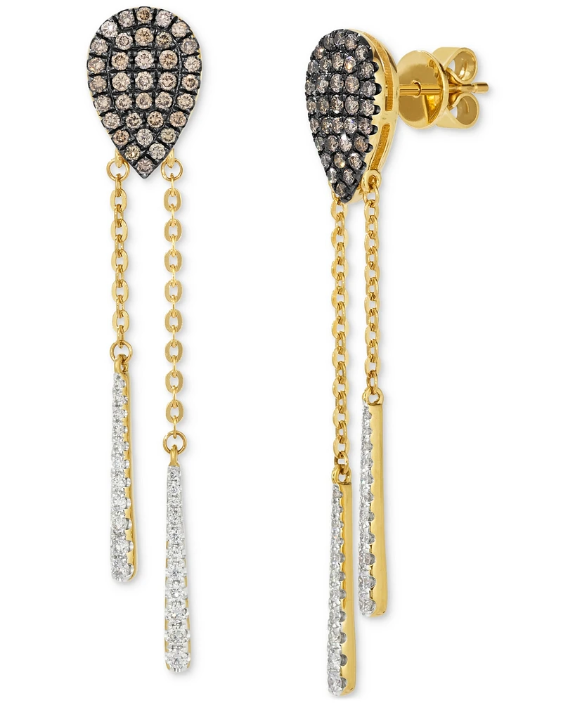 Le Vian Chocolatier Chocolate Diamond & Vanilla Diamond Pear Cluster Dangle Drop Earrings (3/4 ct. t.w.) in 14k Gold