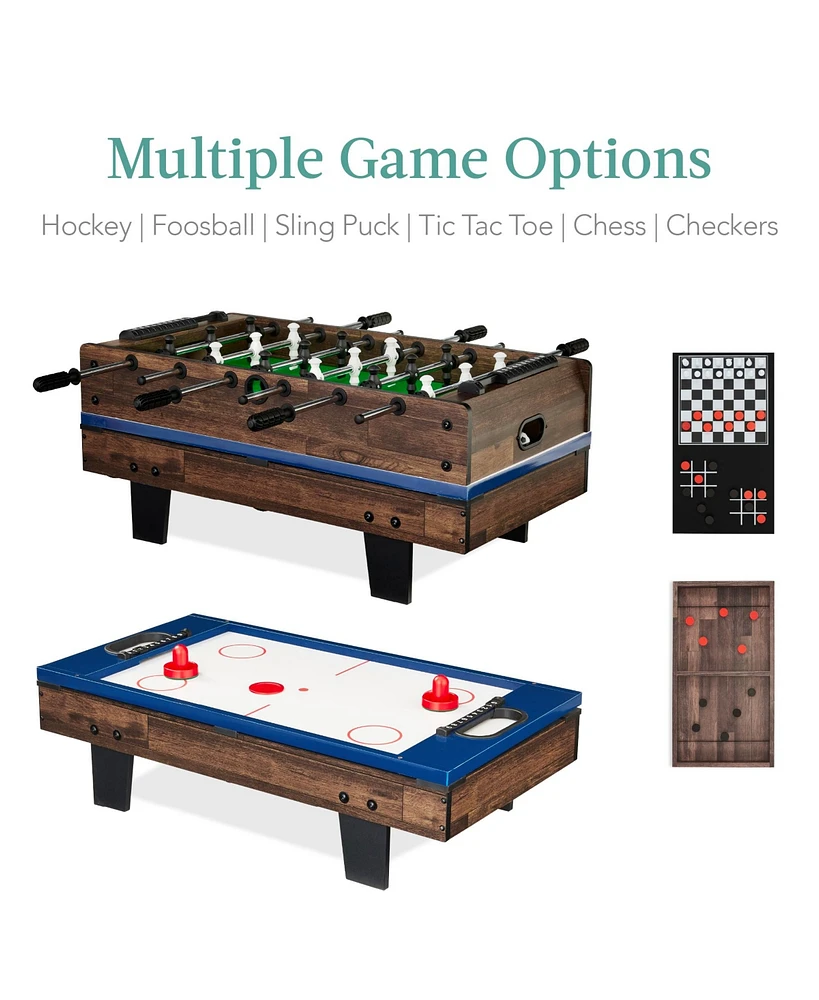 Best Choice Products 11-in-1 Kids Combo Game Set w/ Ping Pong, Foosball, Air Hockey, 5 Accessory Bags