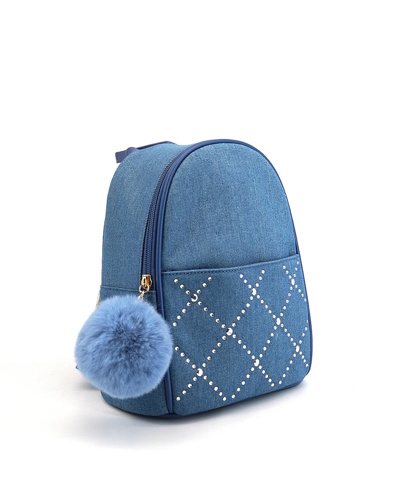 Like Dreams Kingston Denim Rhinestone Backpack