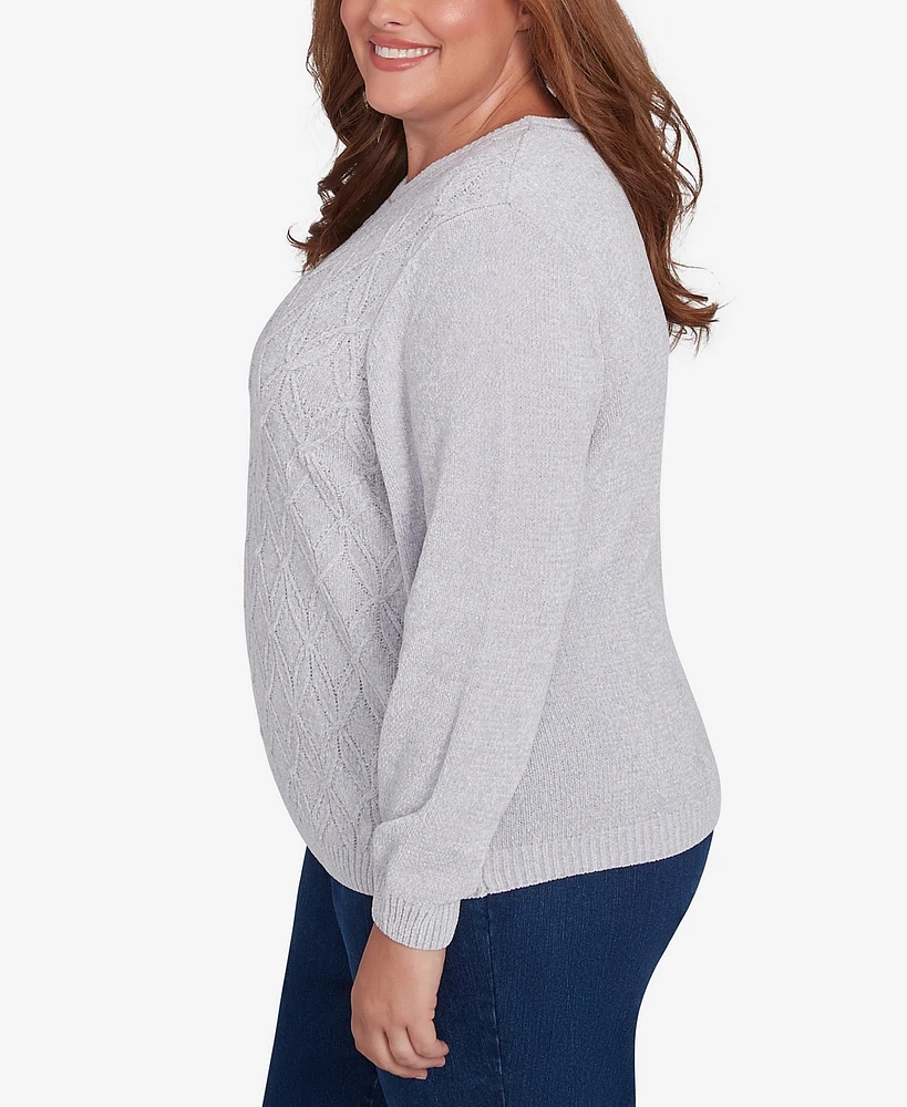 Alfred Dunner Plus Classic Chenille Pullover Sweater