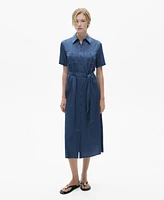 Mango Women's Satin Shirt Dress