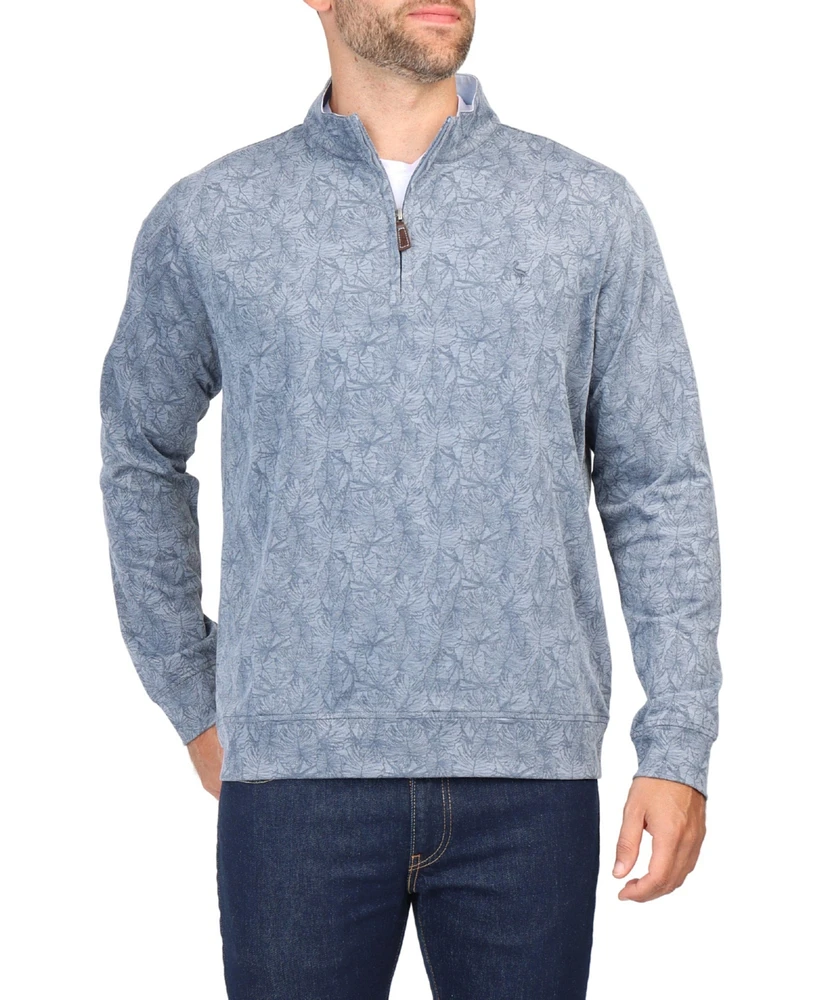 Tonal Tropical Print Pique Quarter Zip