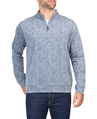 Tonal Tropical Print Pique Quarter Zip