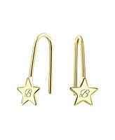 Bling Jewelry Minimalist Tiny Celestial Usa Patriotic Rock Star Threader Earrings 14K Yellow Gold