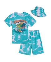 Teenage Mutant Ninja Turtles Michelangelo Surfboard T-Shirt Shorts and Hat 3 Piece Outfit Set Toddler to Big Kid