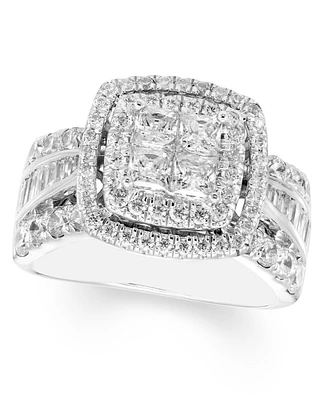 Diamond Princess Quad Cluster Halo Engagement Ring (2 ct. t.w.) in 14k White Gold