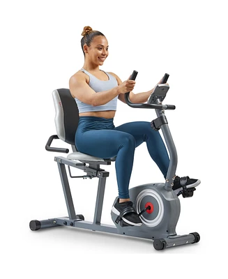 Sunny Health & Fitness Indoor Magnetic Smart Recumbent Exercise Bike with Free SunnyFit App via Bluetooth