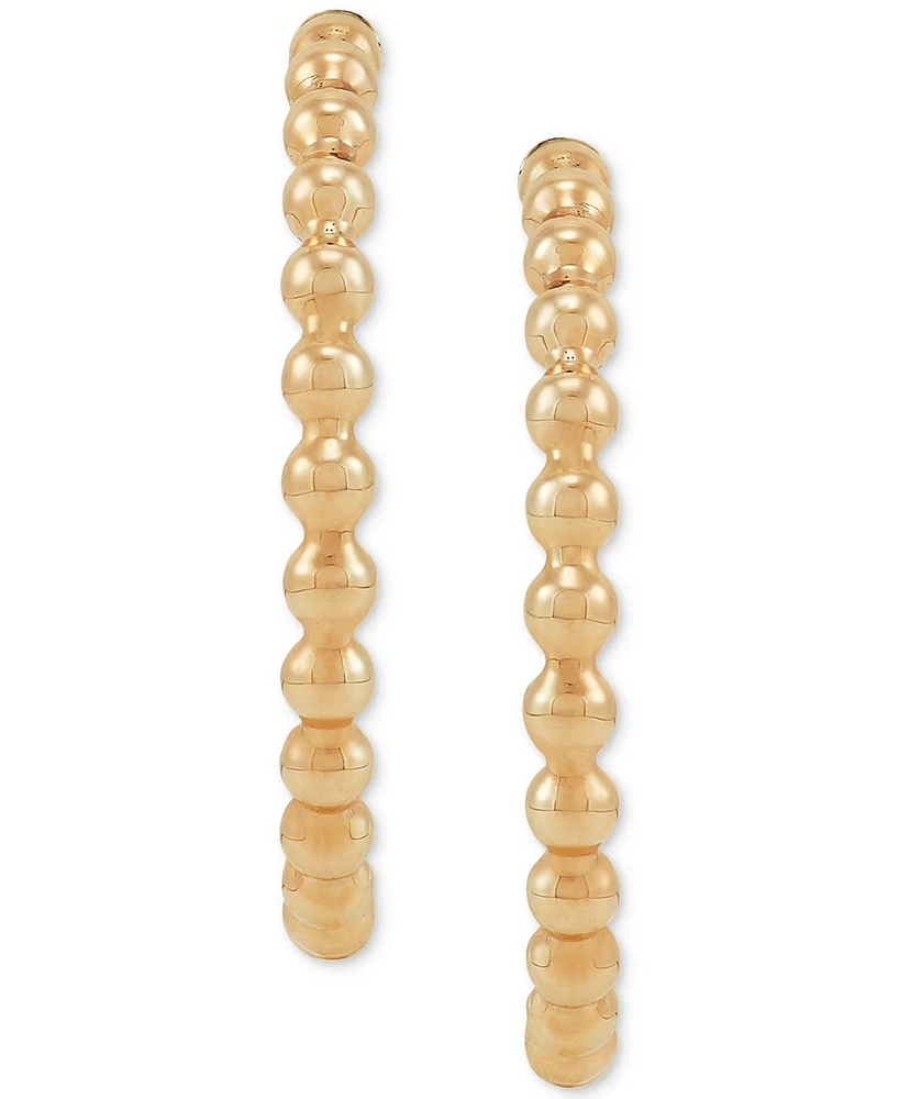 2-Pc. Set Polished & Beaded Small Hoop Earrings in 10k Gold, 1/2" & 3/4"