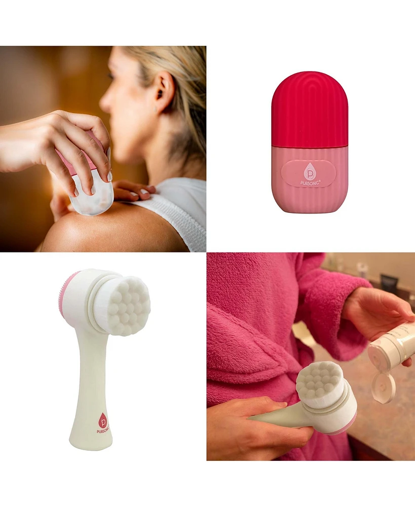 Ultimate Glow Duo: Ice Facial Roller & Dual-Sided Cleansing Brush for Radiant Skin