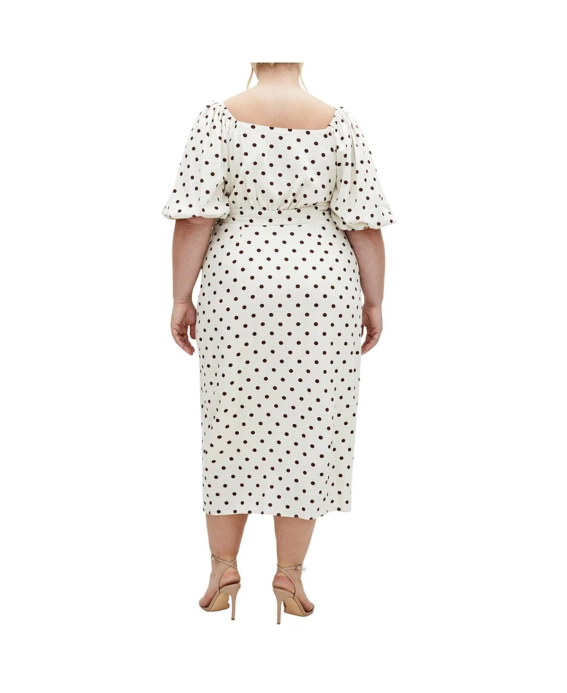 City Chic Plus 100% Linen Claudine Print Dress