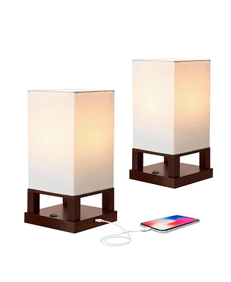 Maxwell Led Bedside Table Lamp Bundle Set of 2 with Usb Charging Ports (14")