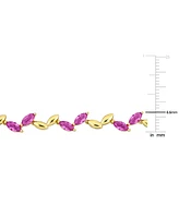 Lab-Created Pink Sapphire & Polished Marquise Link Bracelet (9-1/2 ct. t.w.)