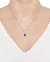 2-Pc. Set Lab Grown Blue Sapphire (5-3/4 ct. t.w.) & Lab Grown White Sapphire (1-1/5 ct. t.w.) Halo Pendant Necklace & Matching Ring in Sterling Silve
