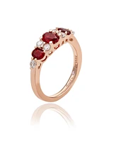Suzy Levian Rose Sterling Silver Red White Cubic Zirconia Graduating Ring