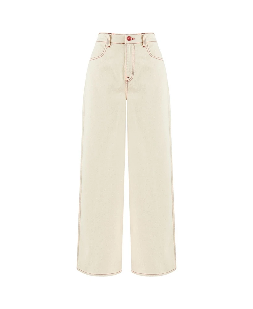 Nocturne Women's Jeans with Contrast Color Embroidery