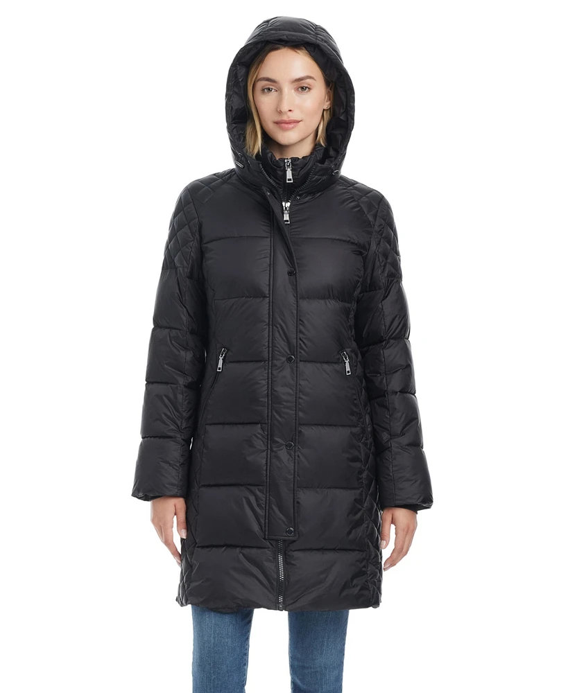 Vince Camuto Women's Cire Mid-Length Fitted Puffer Coat
