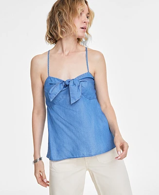 On 34th Women's Chambray Knot-Front Tank, Created for Macy's