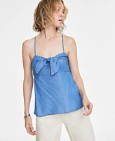 On 34th Women's Chambray Knot-Front Tank, Created for Macy's